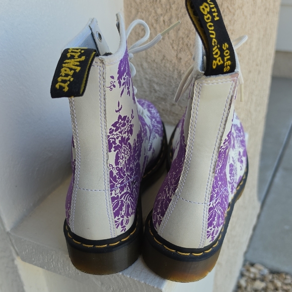 Dr. Martens White and Purple Patterned Boots - Picture 3 of 11